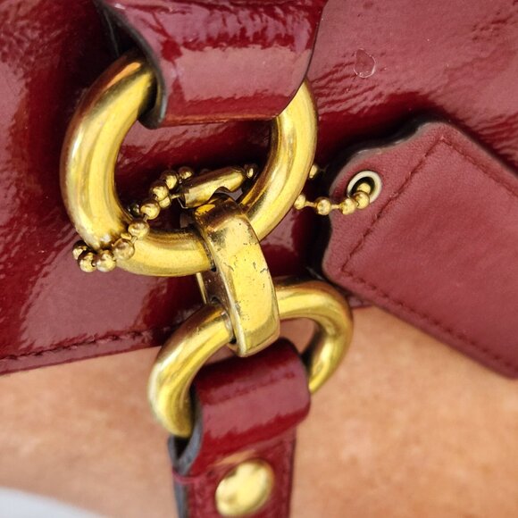 Coach Ashley Deep Red Gathered Shoulder Bag/Handbag Purse - Picture 11 of 16